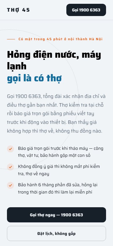 Thợ 45 — Màn hình đầu trên điện thoại