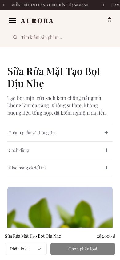 Skincare Thuần Chay — Trang sản phẩm trên điện thoại