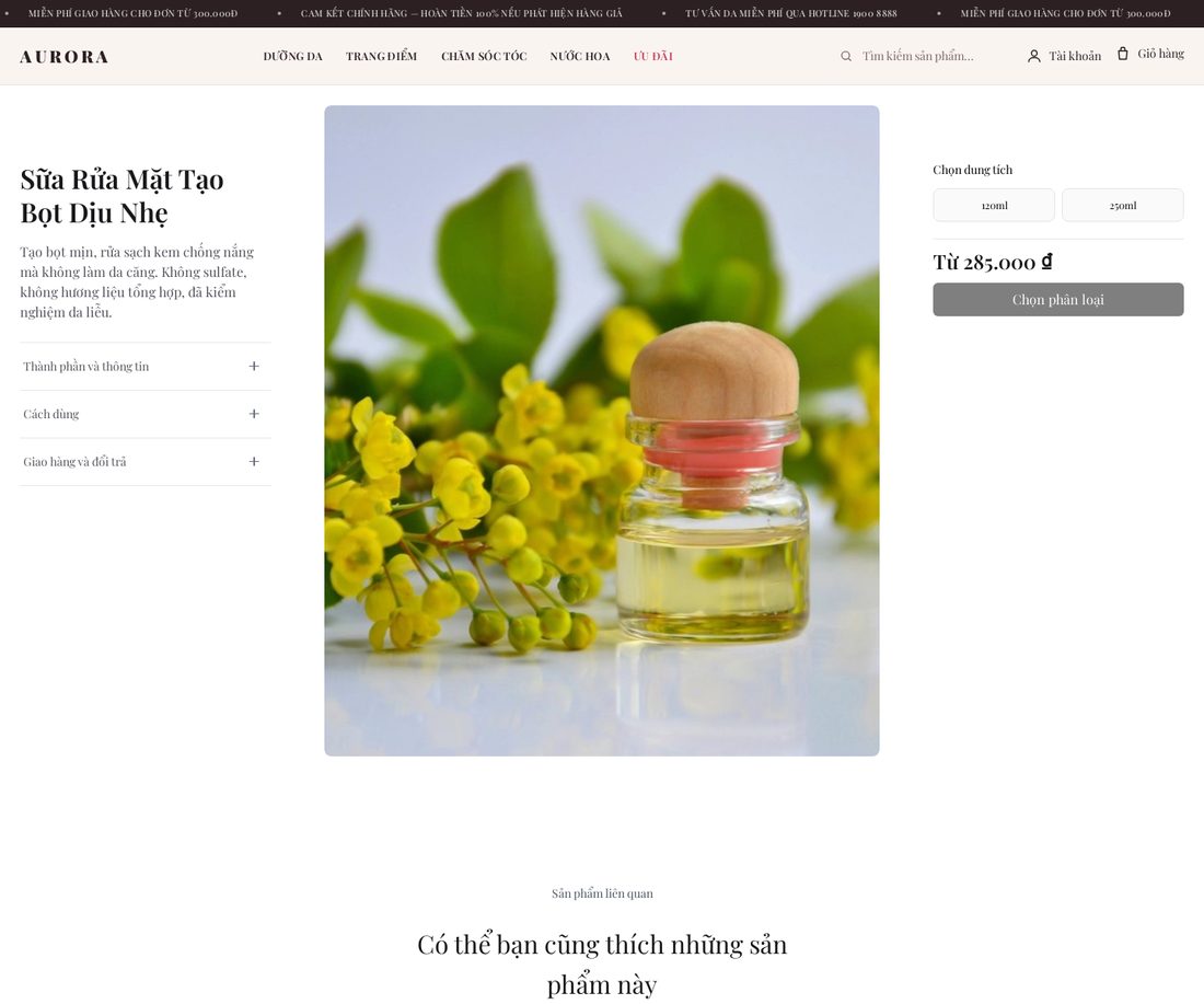 Skincare Thuần Chay — Trang sản phẩm