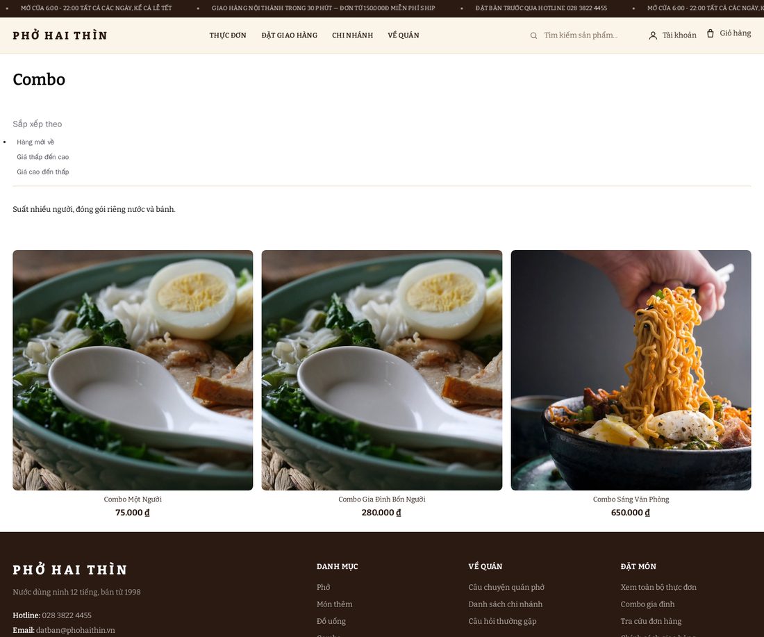 Quán Phở Việt — Trang danh mục
