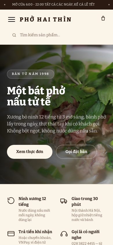 Quán Phở Việt — Trang chủ trên điện thoại