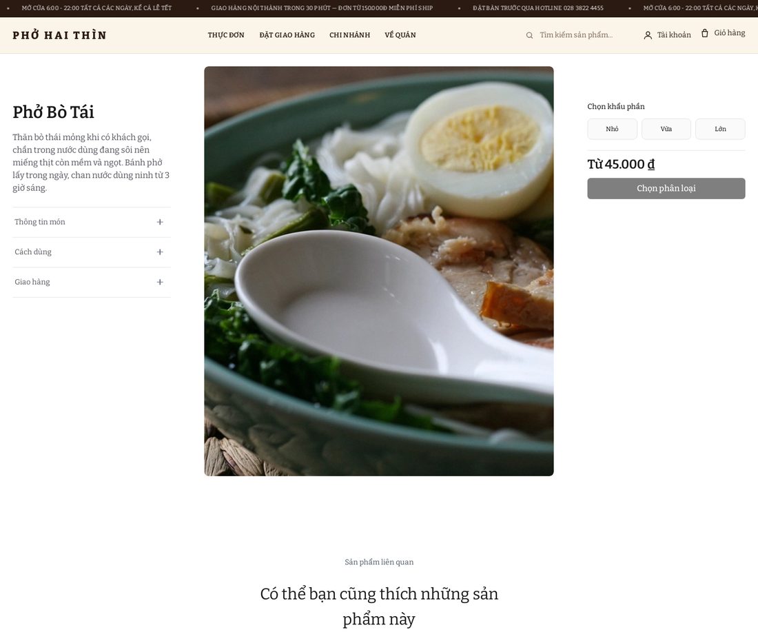 Quán Phở Việt — Trang sản phẩm