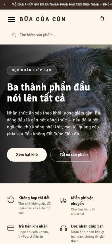 Bữa Của Cún — Trang chủ trên điện thoại