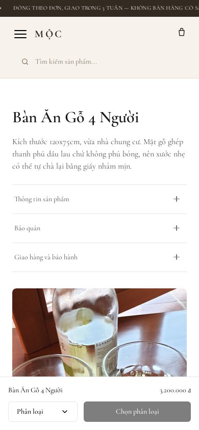 Nhà Gỗ Mộc — Trang sản phẩm trên điện thoại