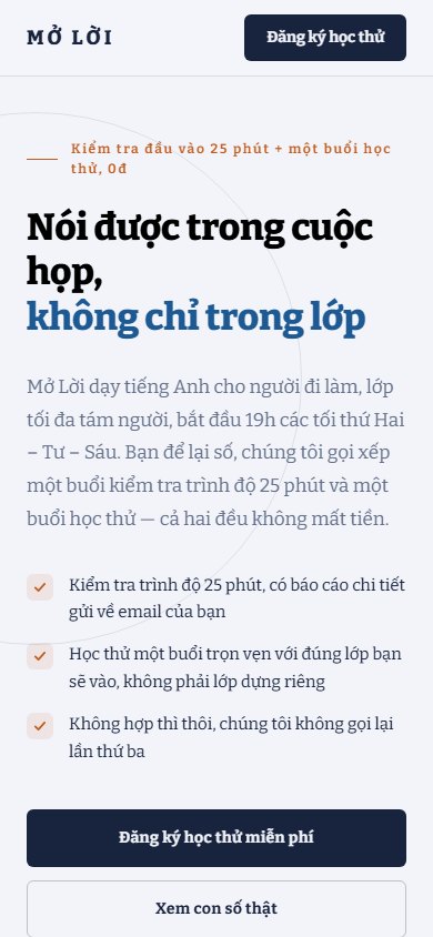 Mở Lời — Màn hình đầu trên điện thoại
