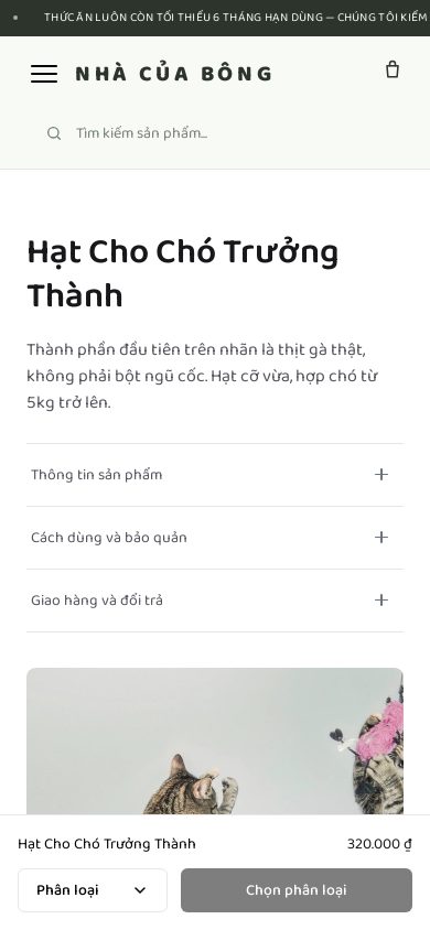 Nhà Của Bông — Trang sản phẩm trên điện thoại