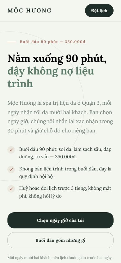 Mộc Hương — Màn hình đầu trên điện thoại