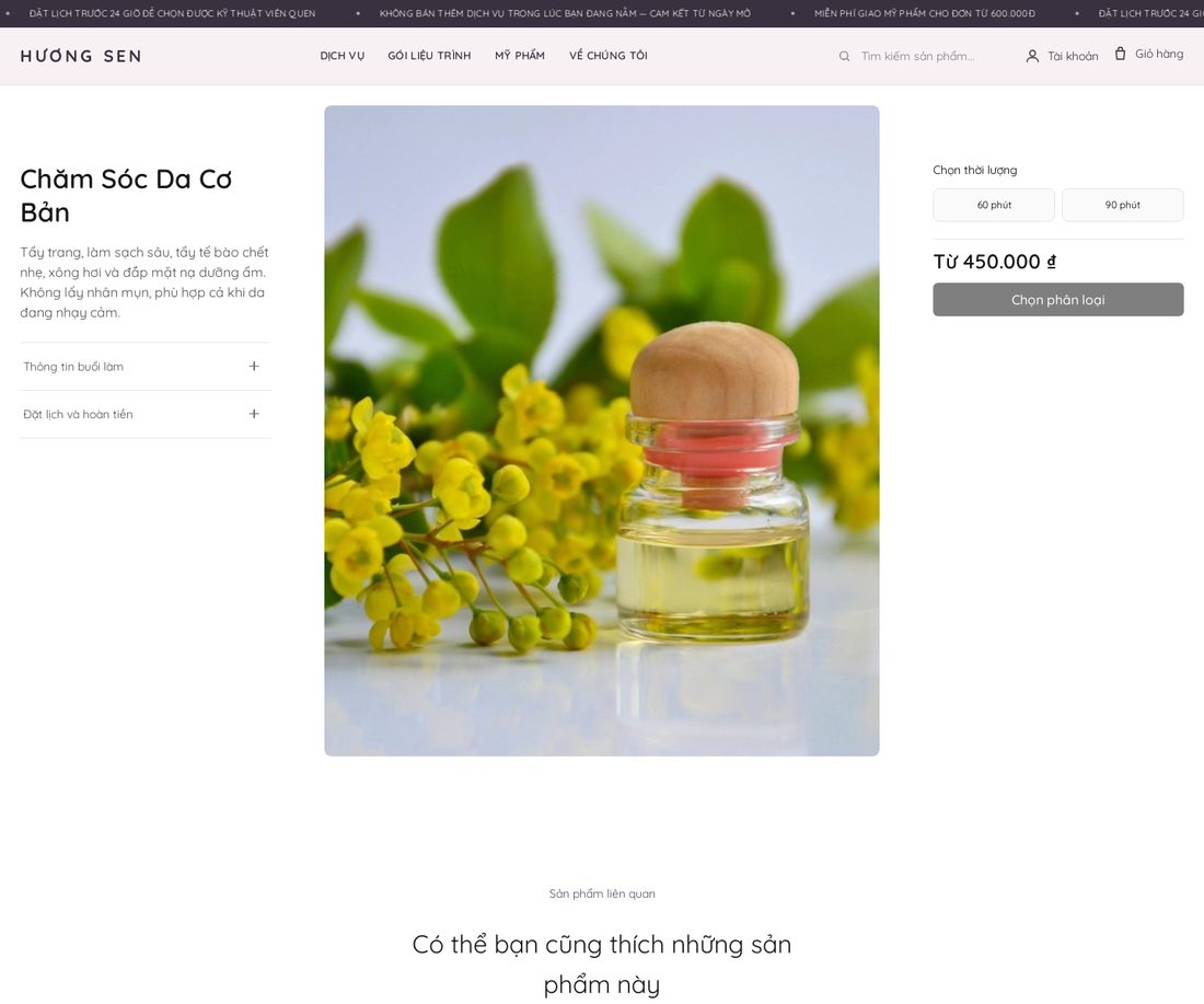 Spa Hương Sen — Trang sản phẩm