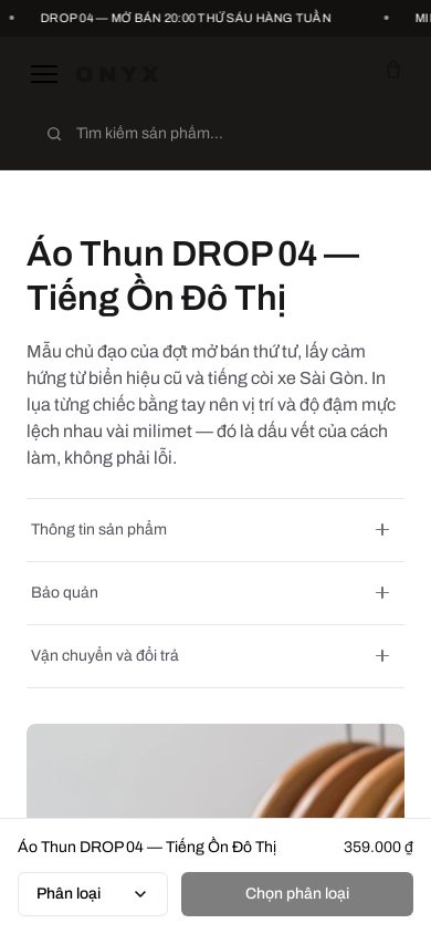 Streetwear Sài Gòn — Trang sản phẩm trên điện thoại