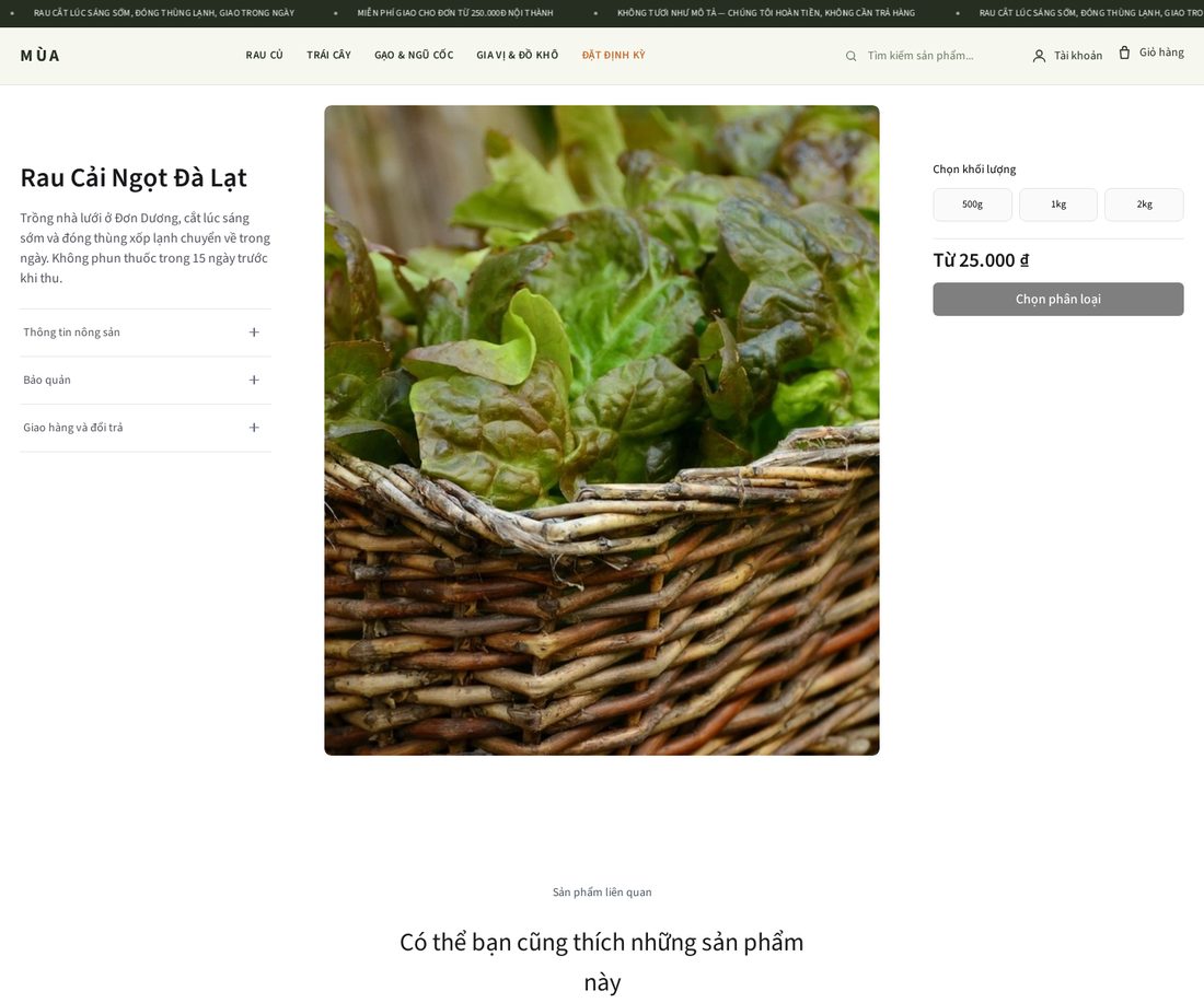 Nông Sản Sạch — Trang sản phẩm