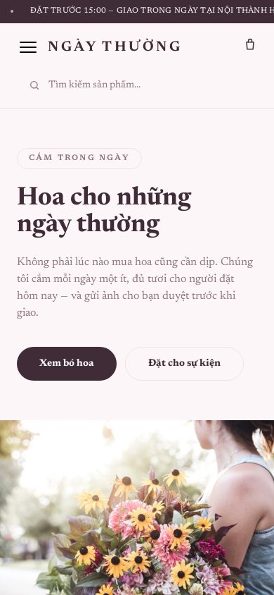 Tiệm Hoa Ngày Thường — Trang chủ trên điện thoại