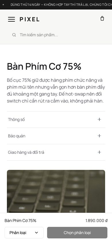 Bàn Phím Cơ — Trang sản phẩm trên điện thoại