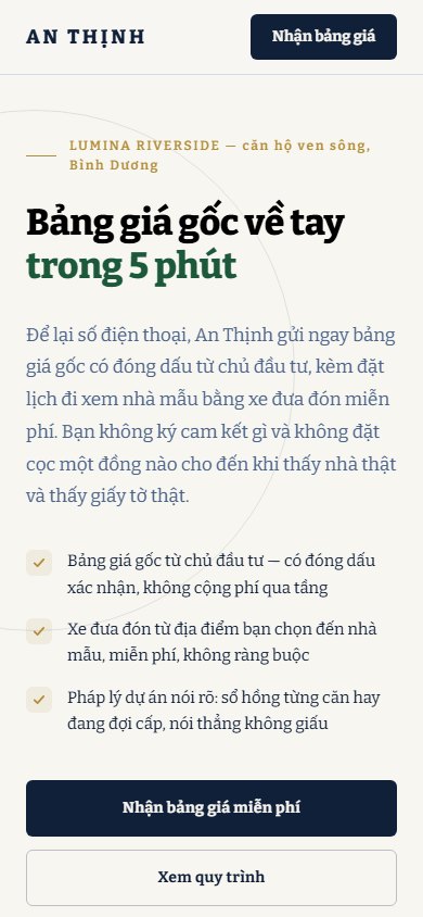 An Thịnh — Màn hình đầu trên điện thoại