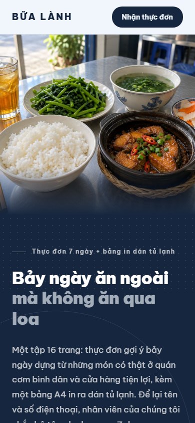 Bữa Lành — Màn hình đầu trên điện thoại