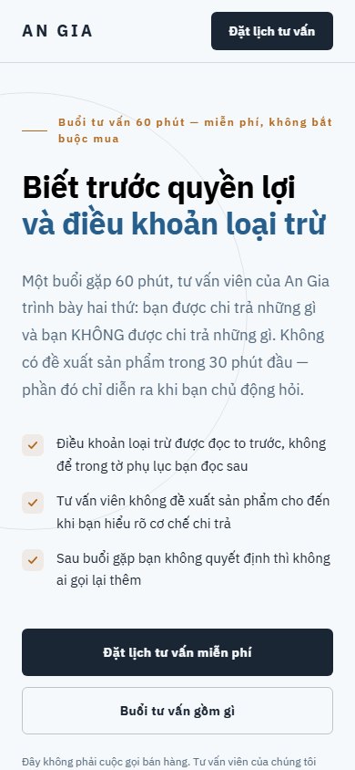 An Gia — Màn hình đầu trên điện thoại