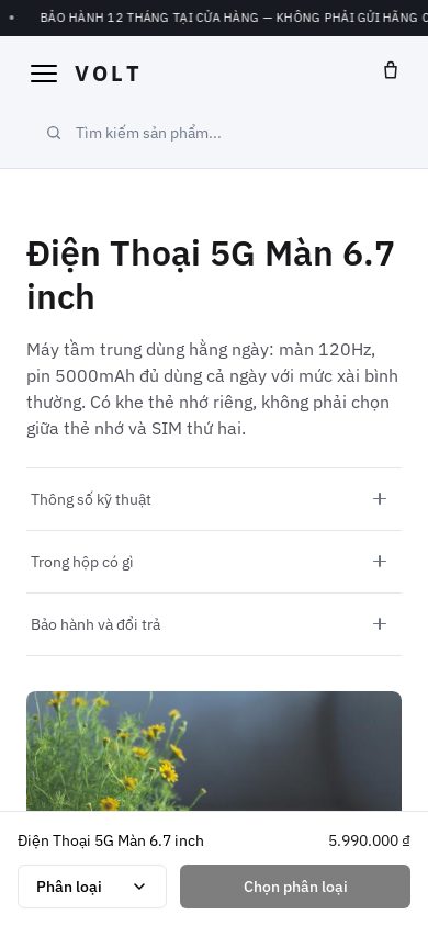 Công Nghệ Số — Trang sản phẩm trên điện thoại
