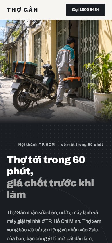 Thợ Gần — Màn hình đầu trên điện thoại
